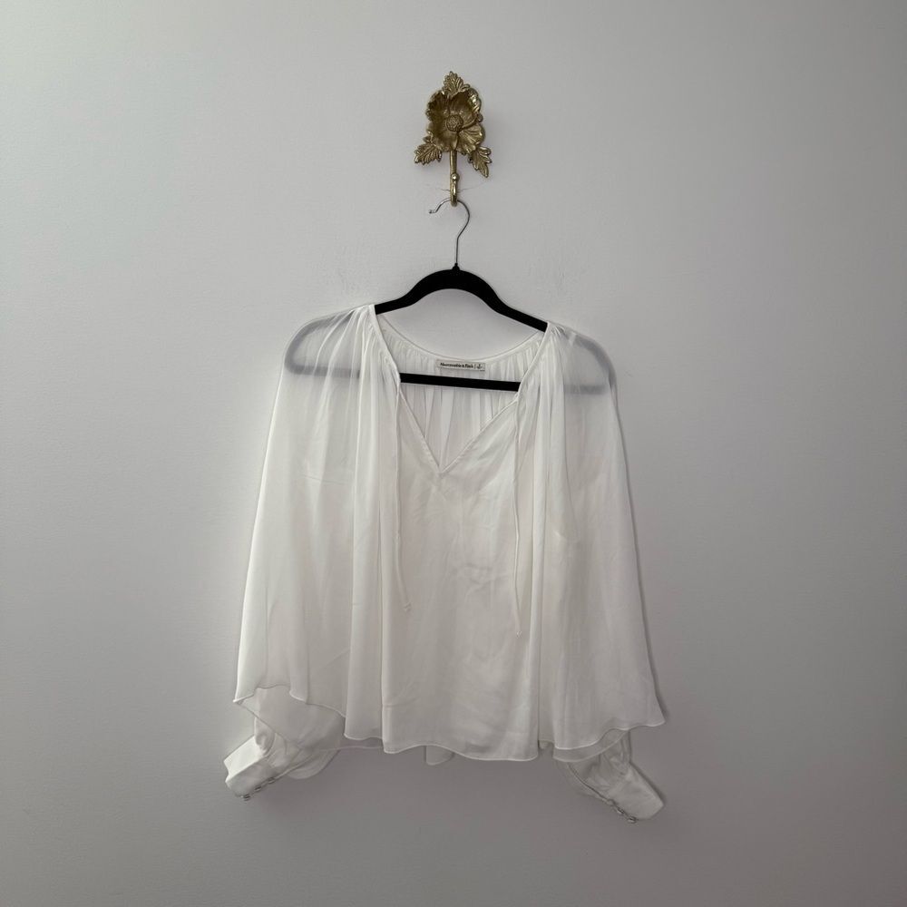 Abercrombie Long Sleeve Tie-Front Blouse S